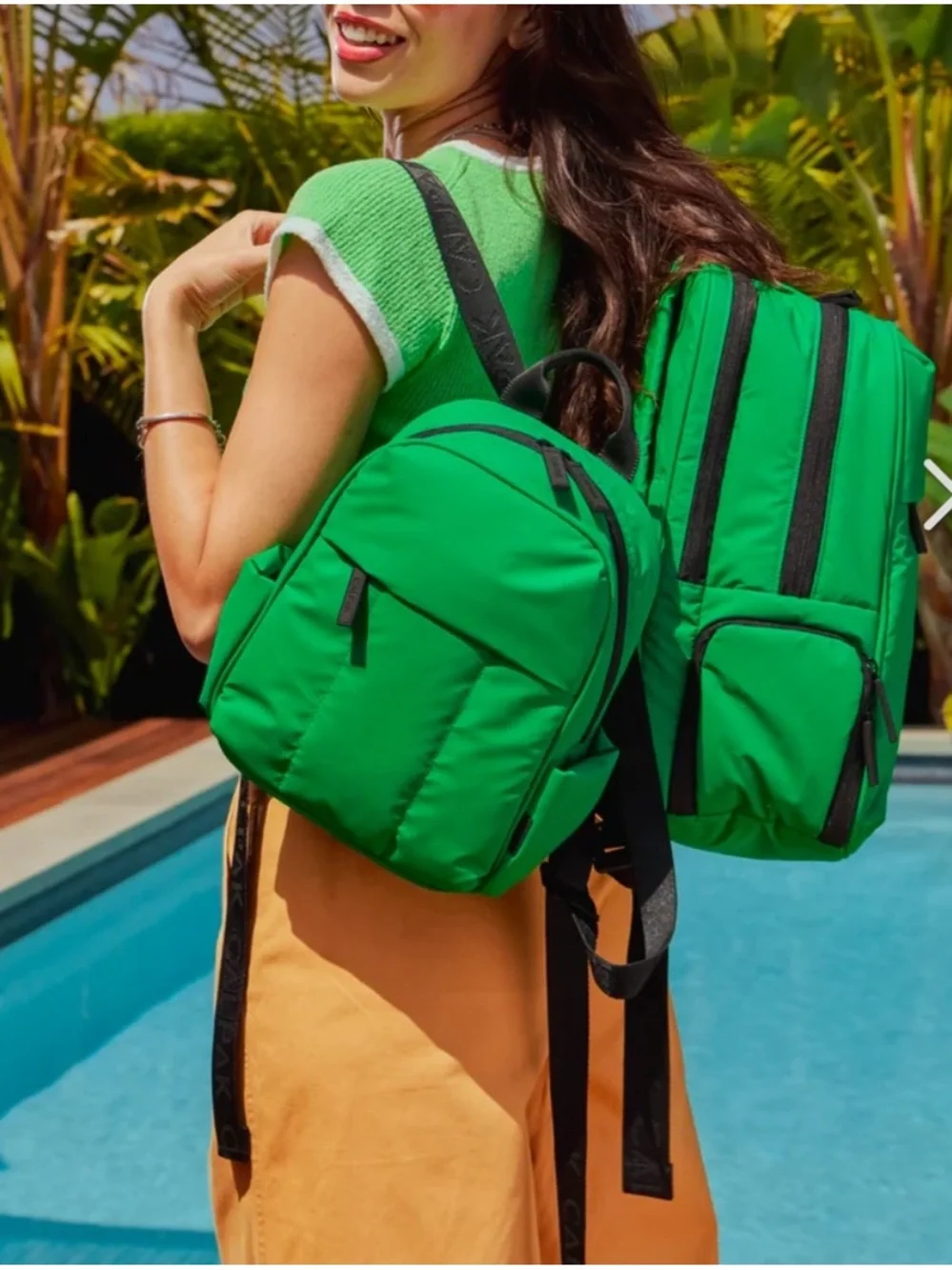 Calpak Luka Mini Backpack Apple Green Purse Travel Bag Puffy Carry on